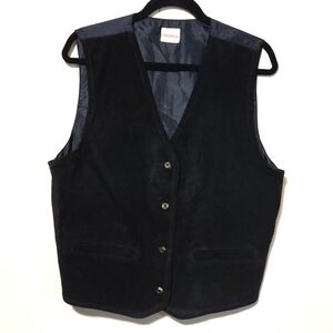 Crossroads Vintage Suede Front Black Costume Dress Vest Size Large